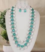 Semi precious beads n shell pearls necklace set