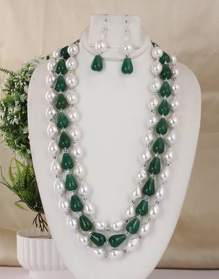 Semi precious beads n shell pearls necklace set 1