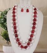 Semi precious beads n shell pearls necklace set
