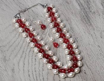 Semi precious beads n shell pearls necklace set 3