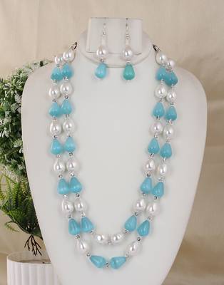 Semi precious beads n shell pearls necklace set 1