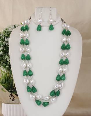 Semi precious beads n shell pearls necklace set 1