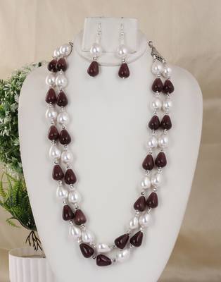 Semi precious beads n shell pearls necklace set 1