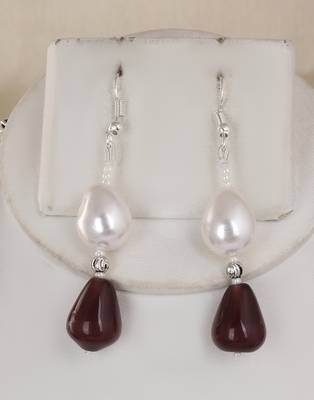 Semi precious beads n shell pearls necklace set 2