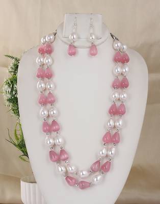 Semi precious beads n shell pearls necklace set 1