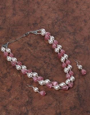 Semi precious beads n shell pearls necklace set 3