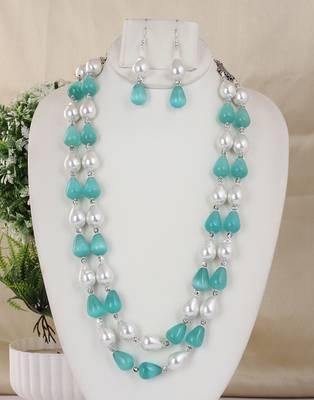 Semi precious beads n shell pearls necklace set 1