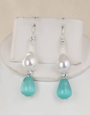 Semi precious beads n shell pearls necklace set 2