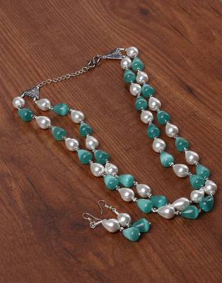 Semi precious beads n shell pearls necklace set 3