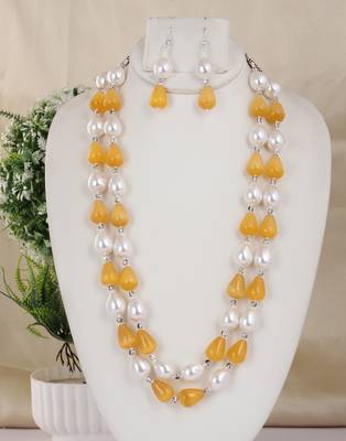 Semi precious beads n shell pearls necklace set 1