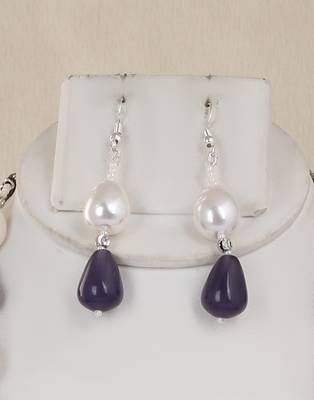Purple Silver Yellow Silver Plated Beaded Jewellery Necklace Set 2