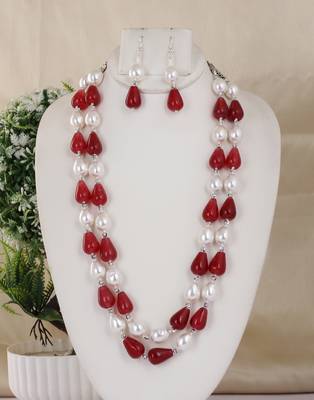 Semi precious beads n shell pearls necklace set 1