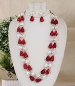 Semi precious beads n shell pearls necklace set