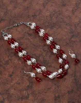 Semi precious beads n shell pearls necklace set 3