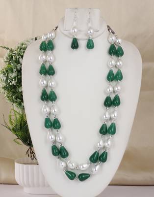 Semi precious beads n shell pearls necklace set 1