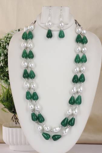 Semi precious beads n shell pearls necklace set