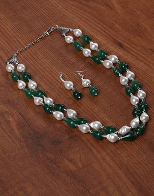 Semi precious beads n shell pearls necklace set 3