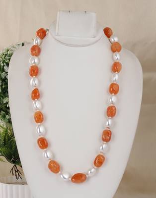 Semi precious beads n shell pearls necklace set 1