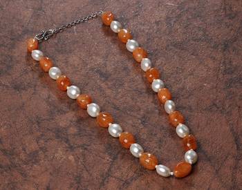 Semi precious beads n shell pearls necklace set 2