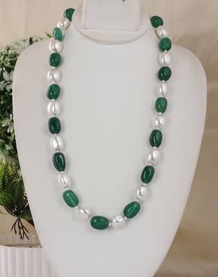 Semi precious beads n shell pearls necklace set 1