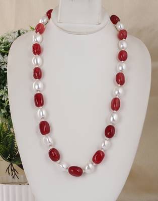Semi precious beads n shell pearls necklace set 1