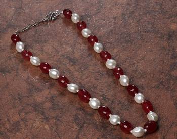 Semi precious beads n shell pearls necklace set 2
