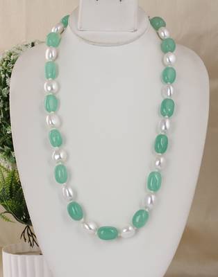 Semi precious beads n shell pearls necklace set 1
