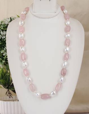 Semi precious beads n shell pearls necklace set 1