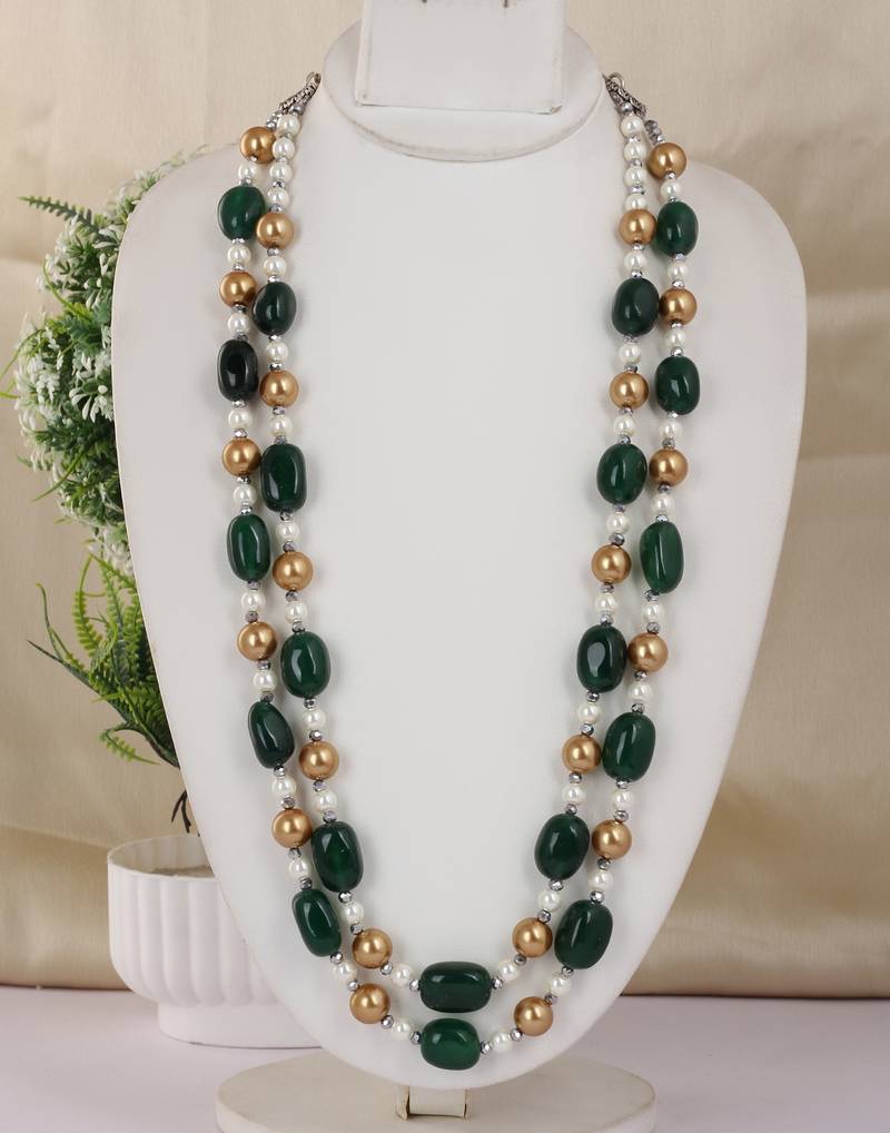 Semi precious beads n shell pearls necklace set