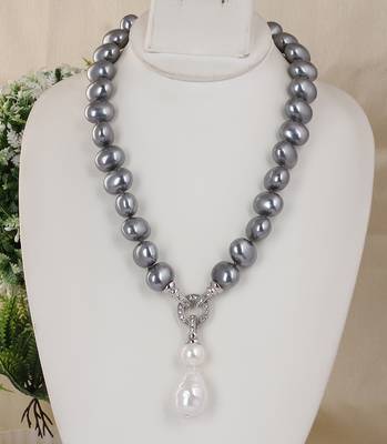 Beautiful egg shape shell pearls necklace set 1