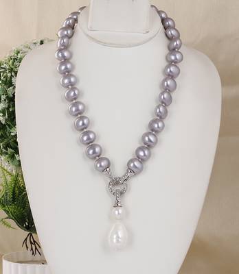Beautiful egg shape shell pearls necklace set 1