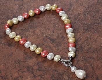 Beautiful egg shape shell pearls necklace set 2