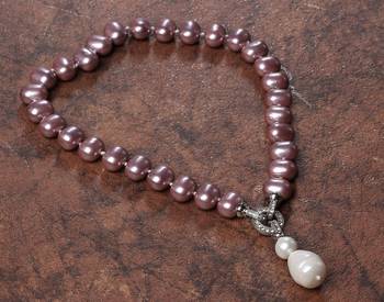 Beautiful egg shape shell pearls necklace set 2