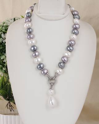Beautiful egg shape shell pearls necklace set 1