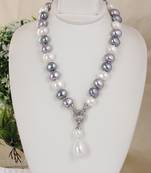Beautiful egg shape shell pearls necklace set