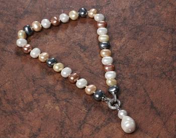 Beautiful egg shape shell pearls necklace set 2