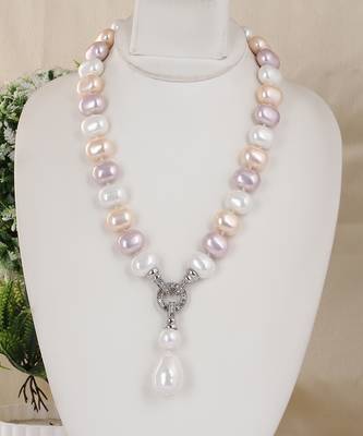 Beautiful egg shape shell pearls necklace set 1