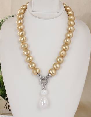 Beautiful egg shape shell pearls necklace set 1