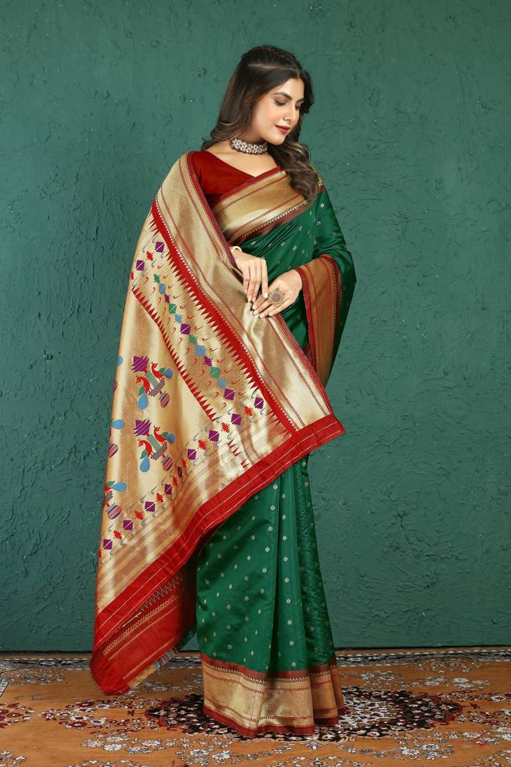 Green Colour Paithani Silk Saree