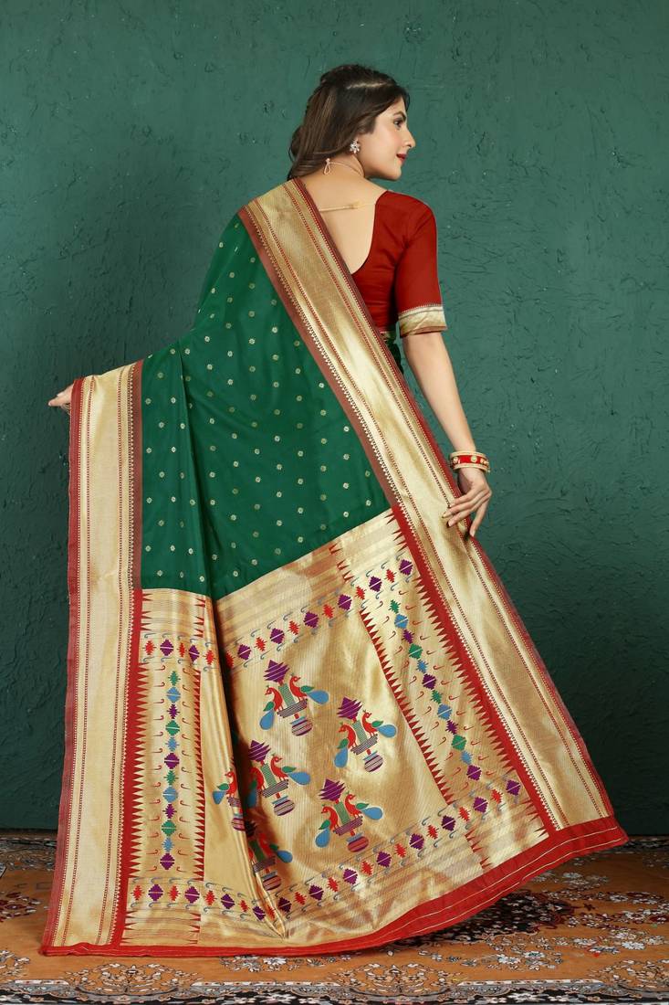 Green Colour Paithani Silk Saree
