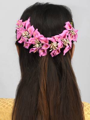 Women pink colored embellished hair accessory set 2