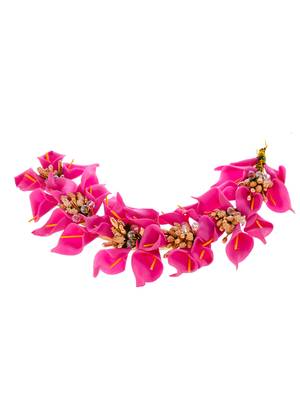 Women pink colored embellished hair accessory set 4