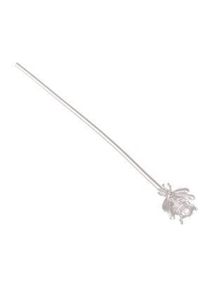 Silver toned oxidised honeybee hairstick 3