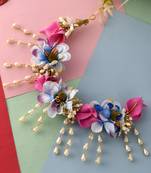 Women pink colored embellished hair accessory set