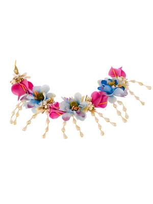 Women pink colored embellished hair accessory set 4