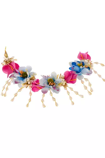 Women pink colored embellished hair accessory set