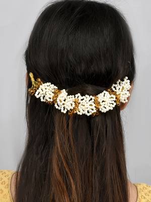 Women gold & yellow colored handcrafted beaded hair tiara 2
