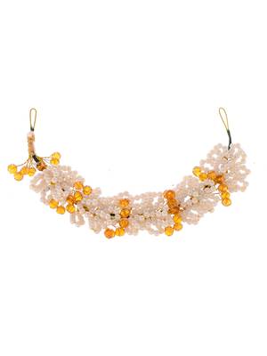 Women gold & yellow colored handcrafted beaded hair tiara 3