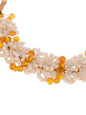 Women gold & yellow colored handcrafted beaded hair tiara 4