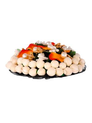 Orange & white embellished handcrafted beaded hair bun cover 4